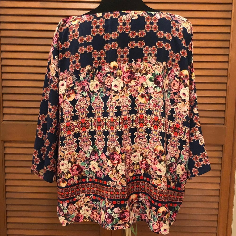 Anthro Kachel Garden tapestry print silk top 10 - Picture 7 of 12